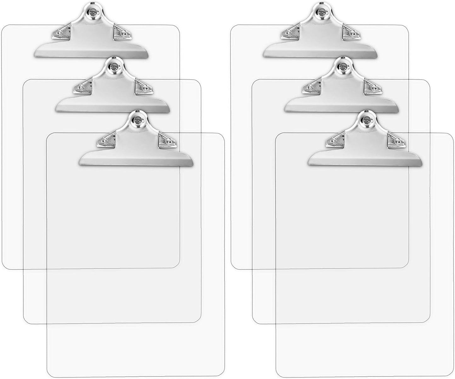 Plastic Transparent Clipboards Set of 6 for School and Office
