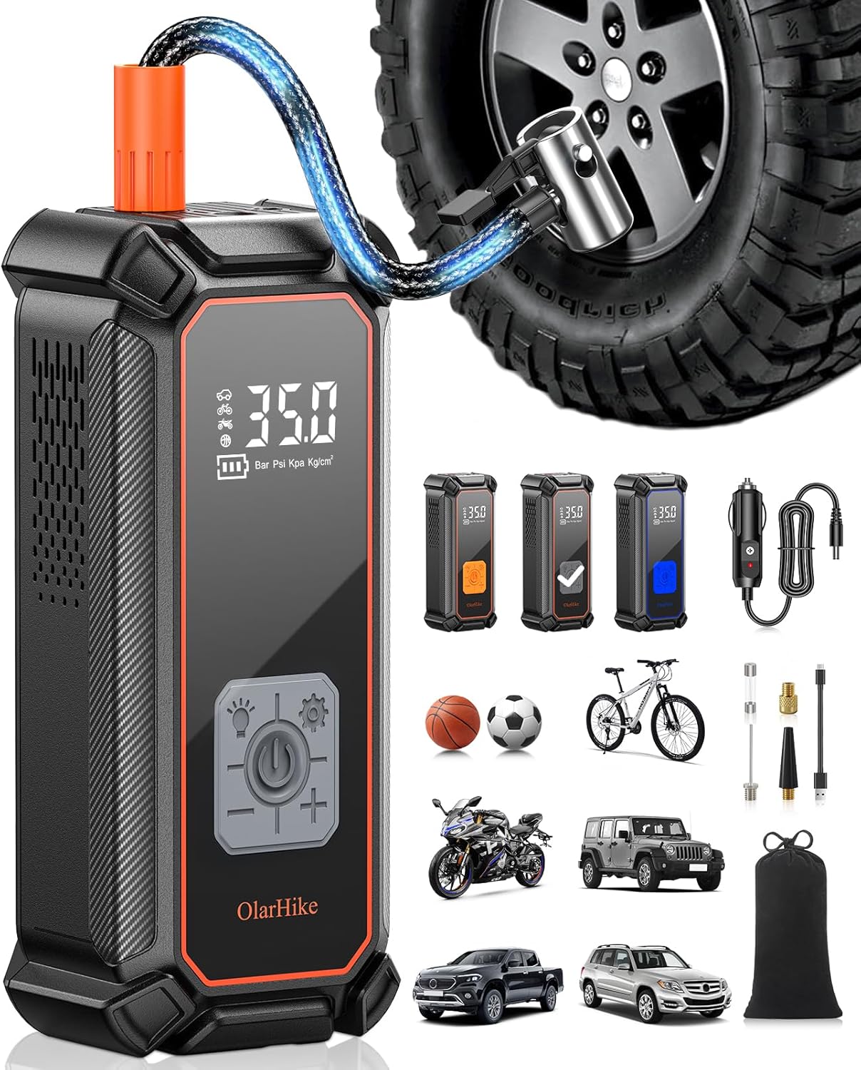 OlarHike Cordless Tire Inflator: 150PSI Power Pump