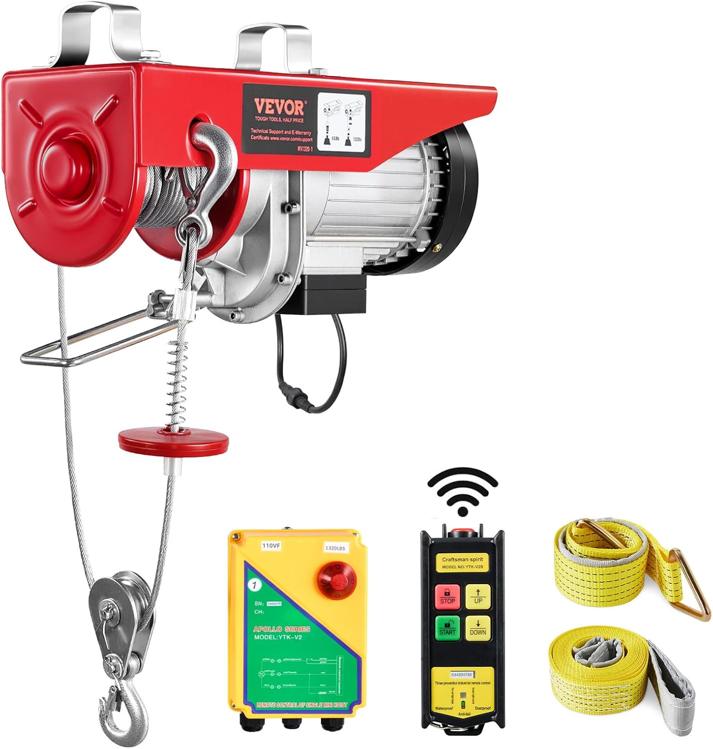 VEVOR 1320lbs Wireless Electric Hoist for Garage and Factory