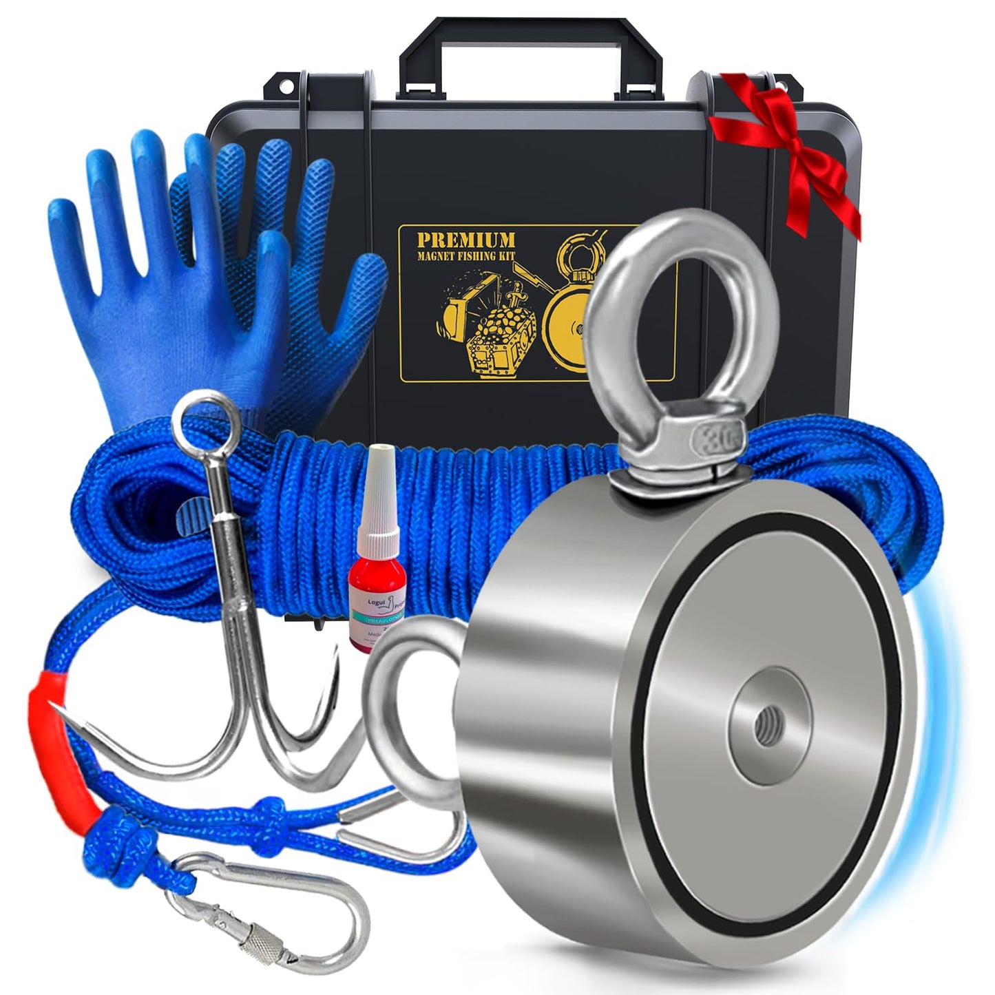 Double-Sided Magnet Fishing Kit - 1200 LB Pull Force