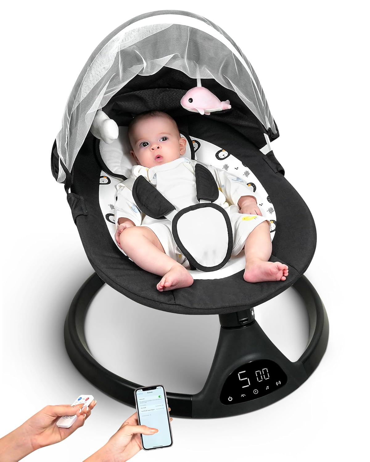 Queerick Electric Baby Swing: Portable, Bluetooth, 10 Lullabies
