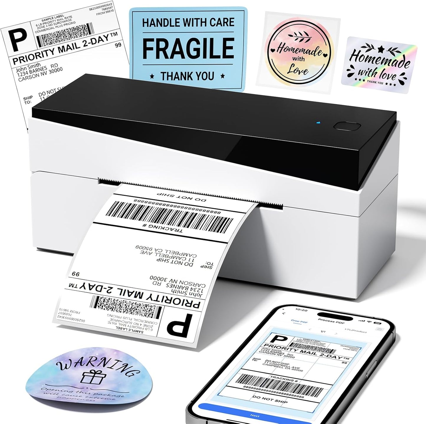 Bluetooth Shipping Label Printer 4x6 for Small Business Needs