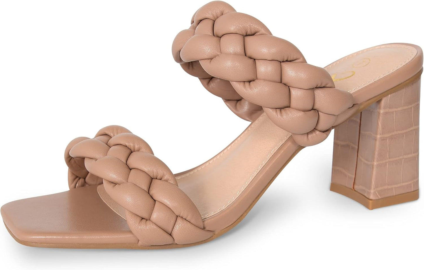 Braided Heeled Sandals for Women - Stylish Square Open Toe Mules