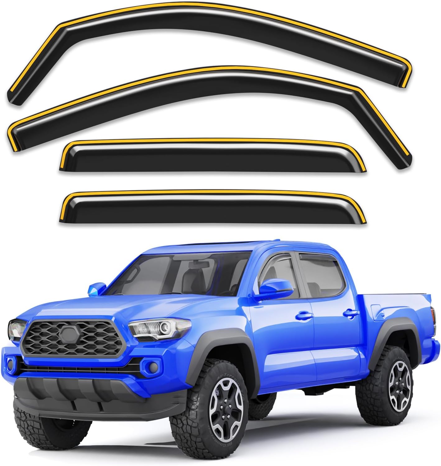 In-Channel Rain Guards for Toyota Tacoma 2016-2023 Double Cab