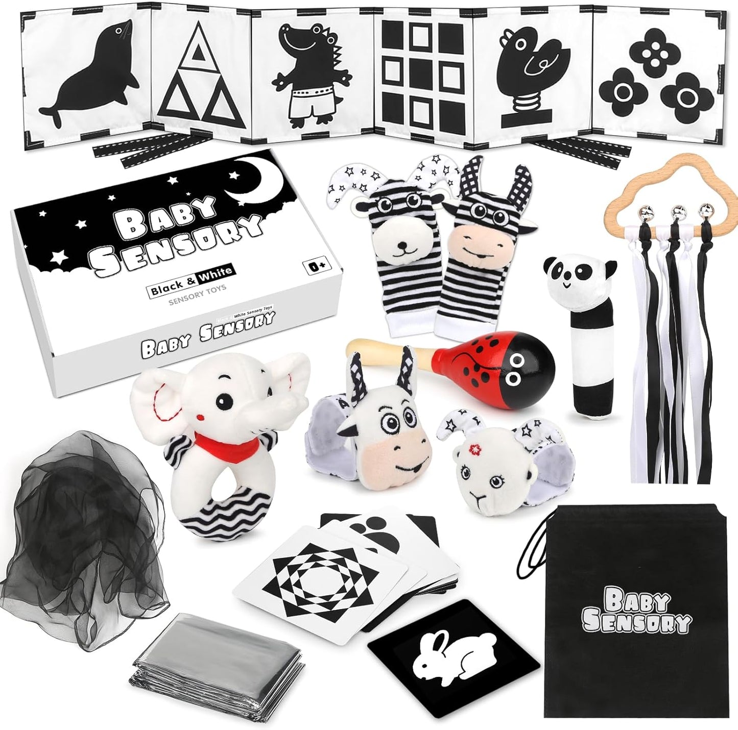 High Contrast Black & White Baby Toys for Brain Development
