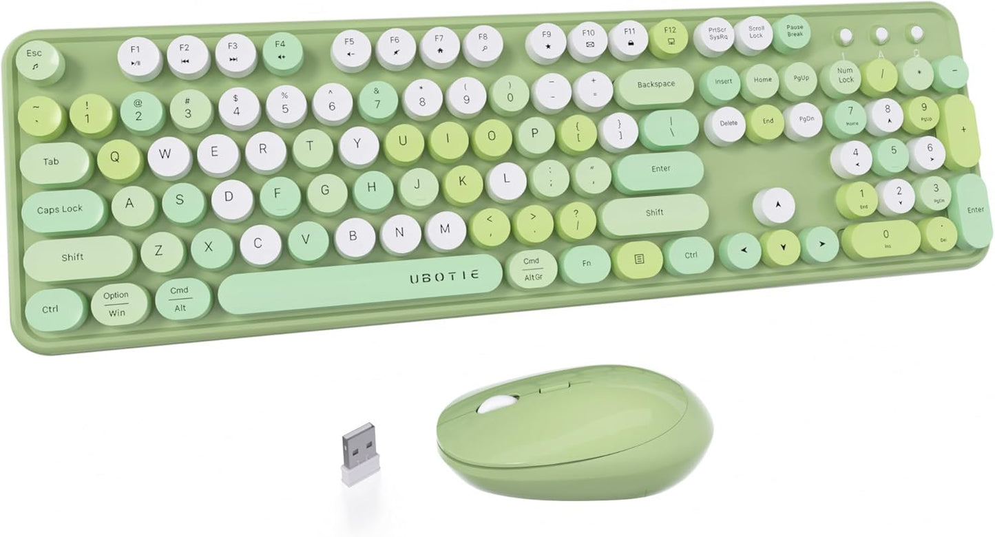 UBOTIE Colorful Wireless Keyboard & Mouse Combo - Dropout-Free Connection!