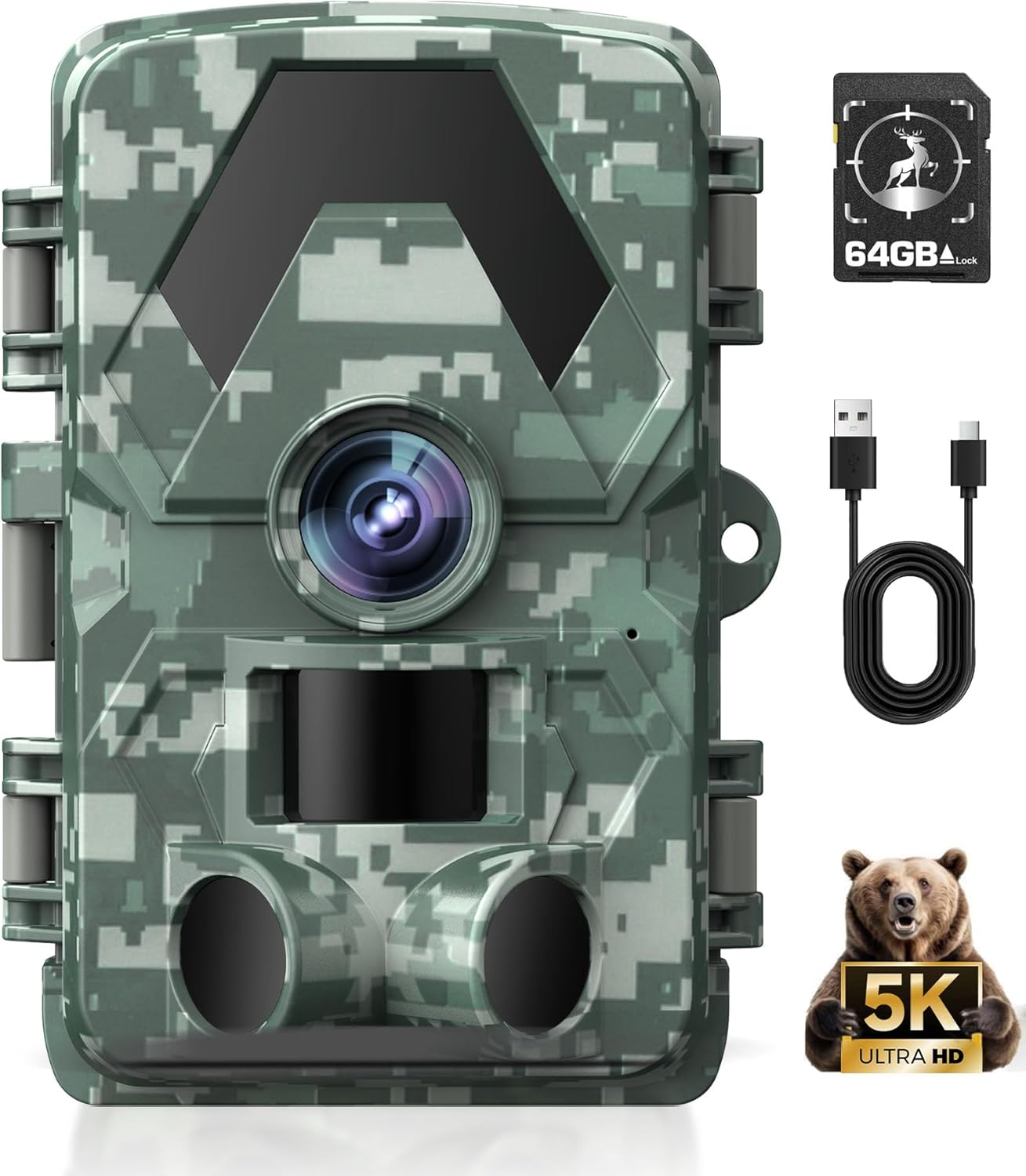5K 60MP Trail Cam: Instant Motion Detection