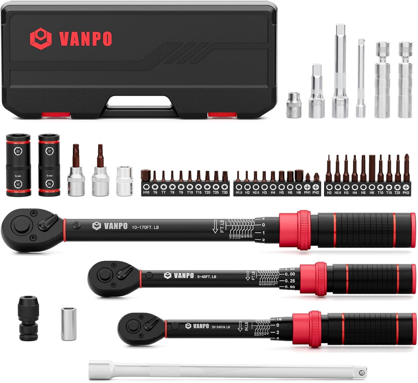 Complete 47PCS Torque Wrench Set for Car and Motorcycle Repairs