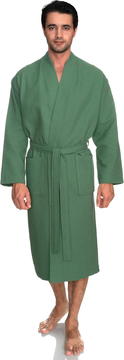 Waffle Spa Bathrobe for Men - Soft Lightweight Kimono Robe