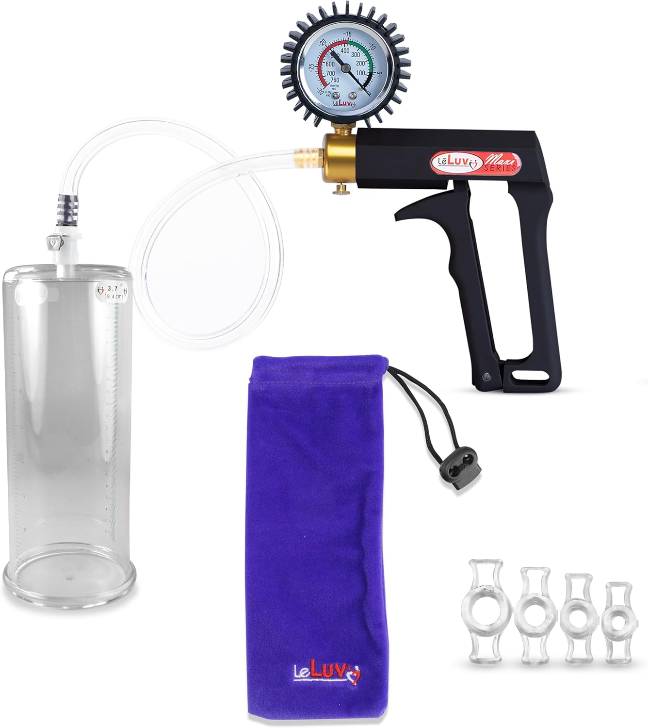 LeLuv Penis Pump Maxi Bundle with Clear Hose and Rings