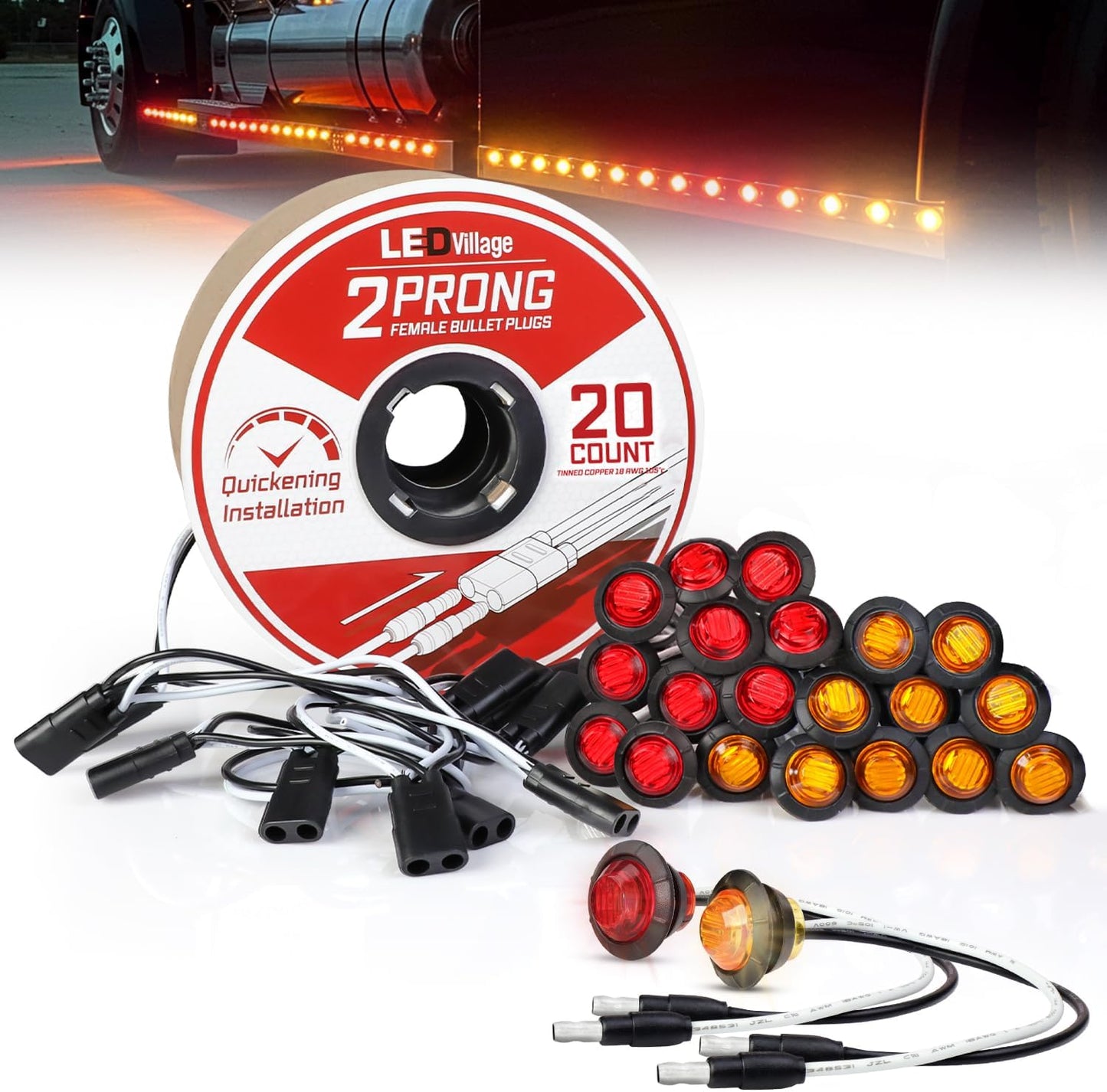20 Pcs 3/4 Inch Side Marker Lights for Truck Trailer Pickup
