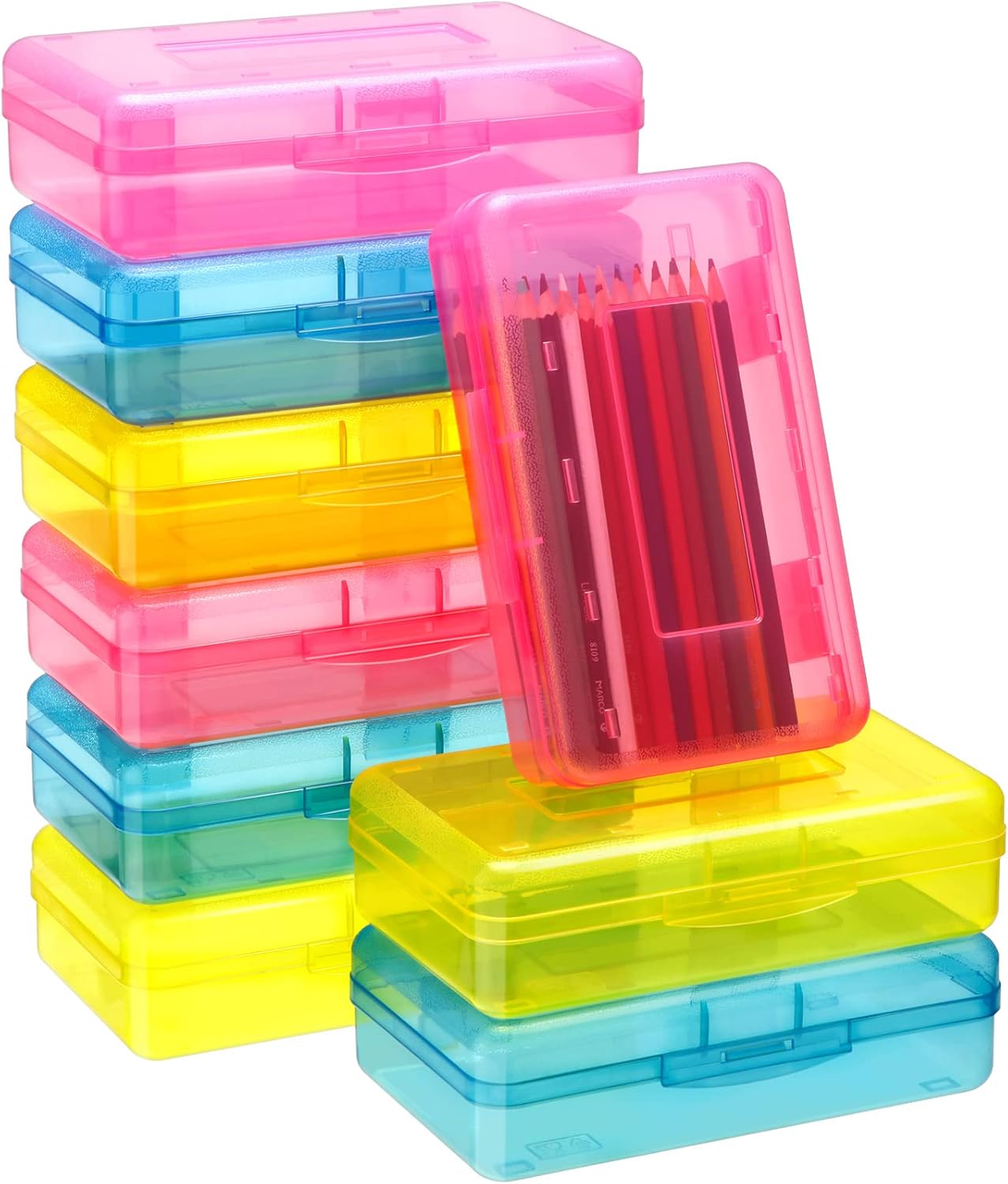 Leelosp Clear Pencil Boxes 12 Pack for School and Office Use