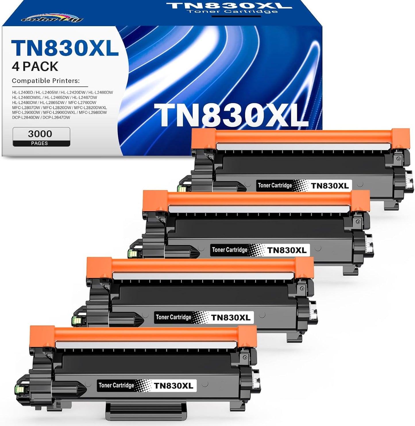 High-Yield TN830XL Black Toner 4-Pack for Brother Printers