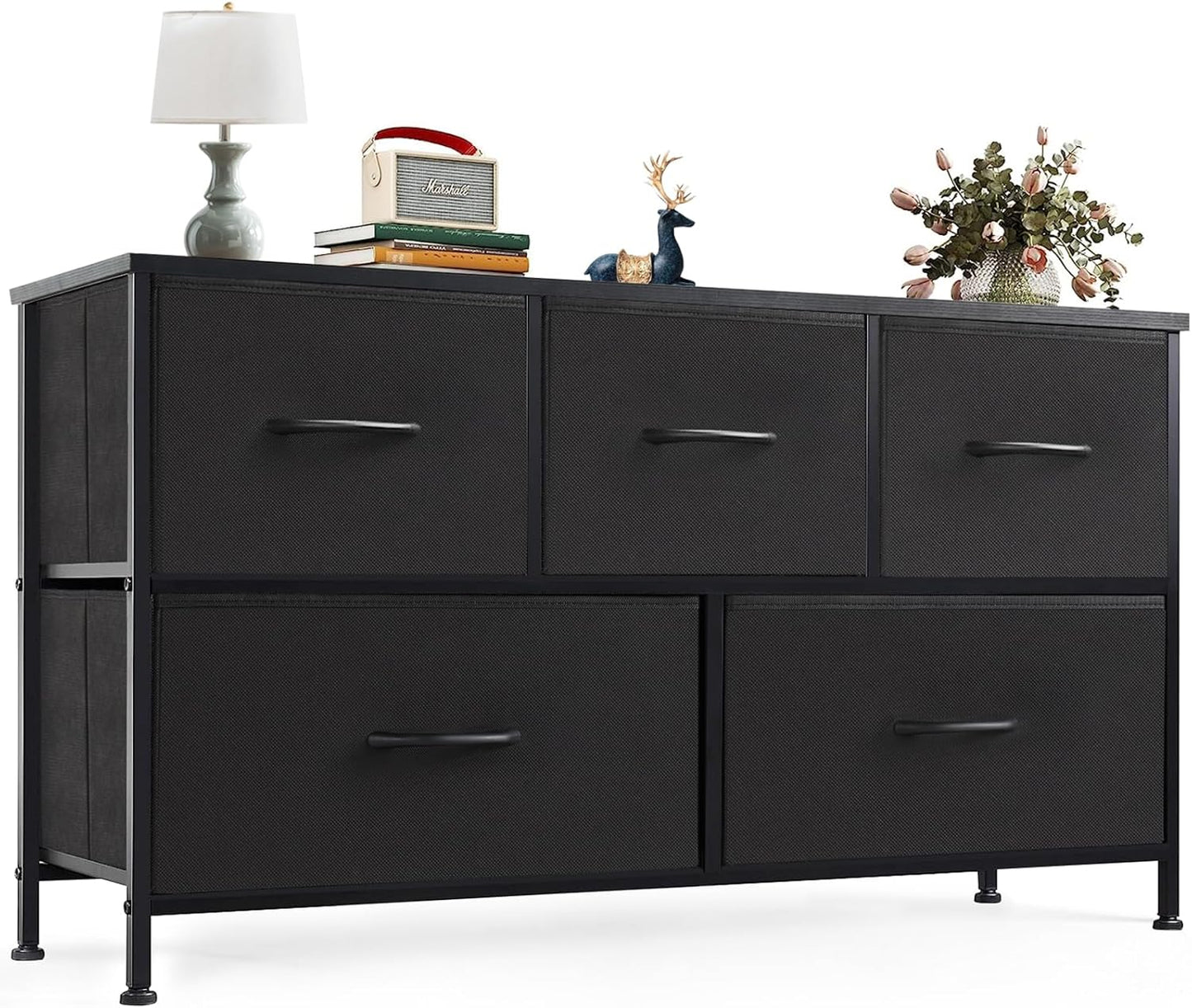 OLIXIS Dresser for Bedroom with 5 Drawers, Classic Black