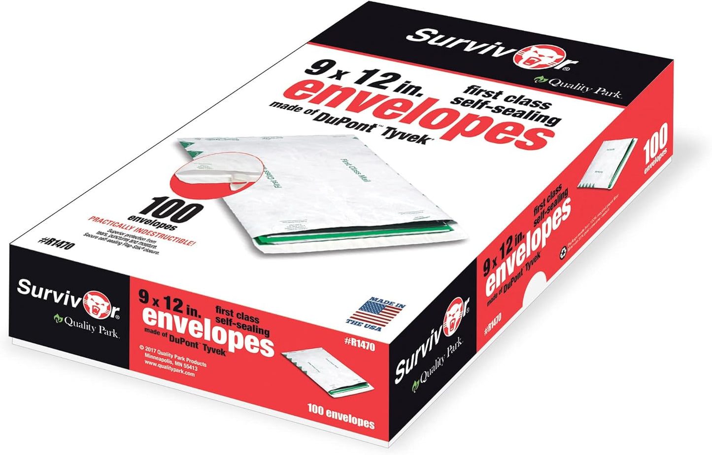 Survivor R1470 Tyvek USPS First Class Mailer, 9 x 12, White