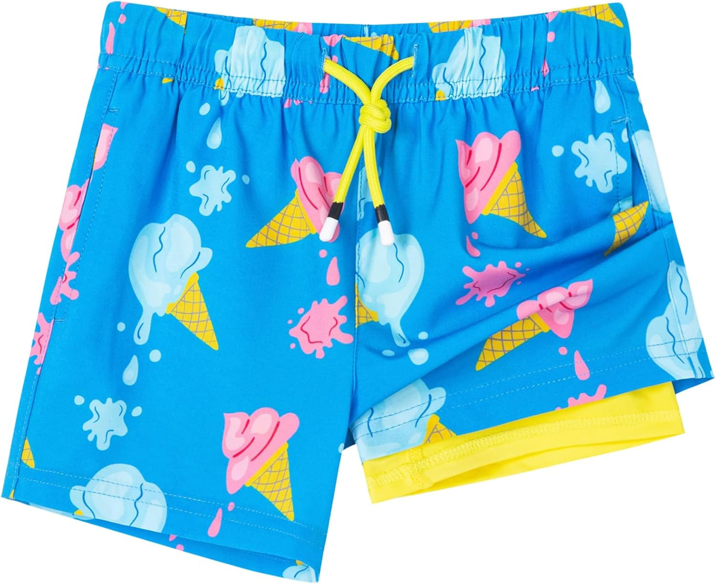 SURF CUZ Boys Swim Trunks with Boxer Brief Liner for Kids