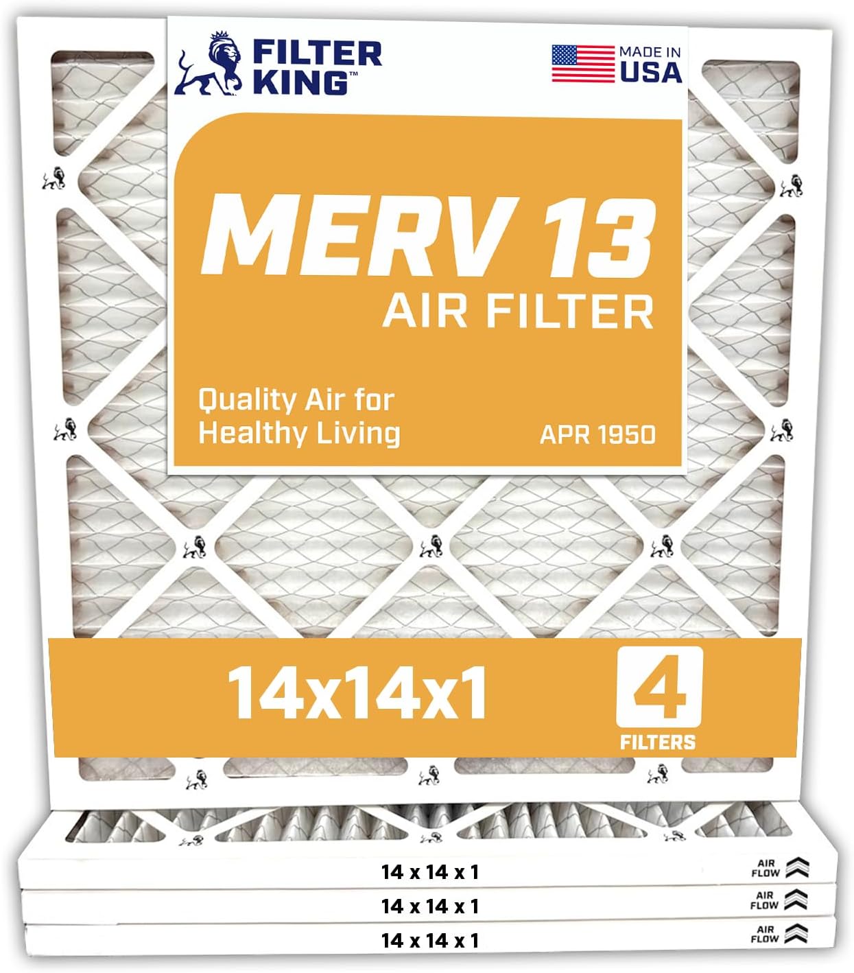 Filter King 14x14x1 Air Filter 4-Pack MERV 13 Quality Filters