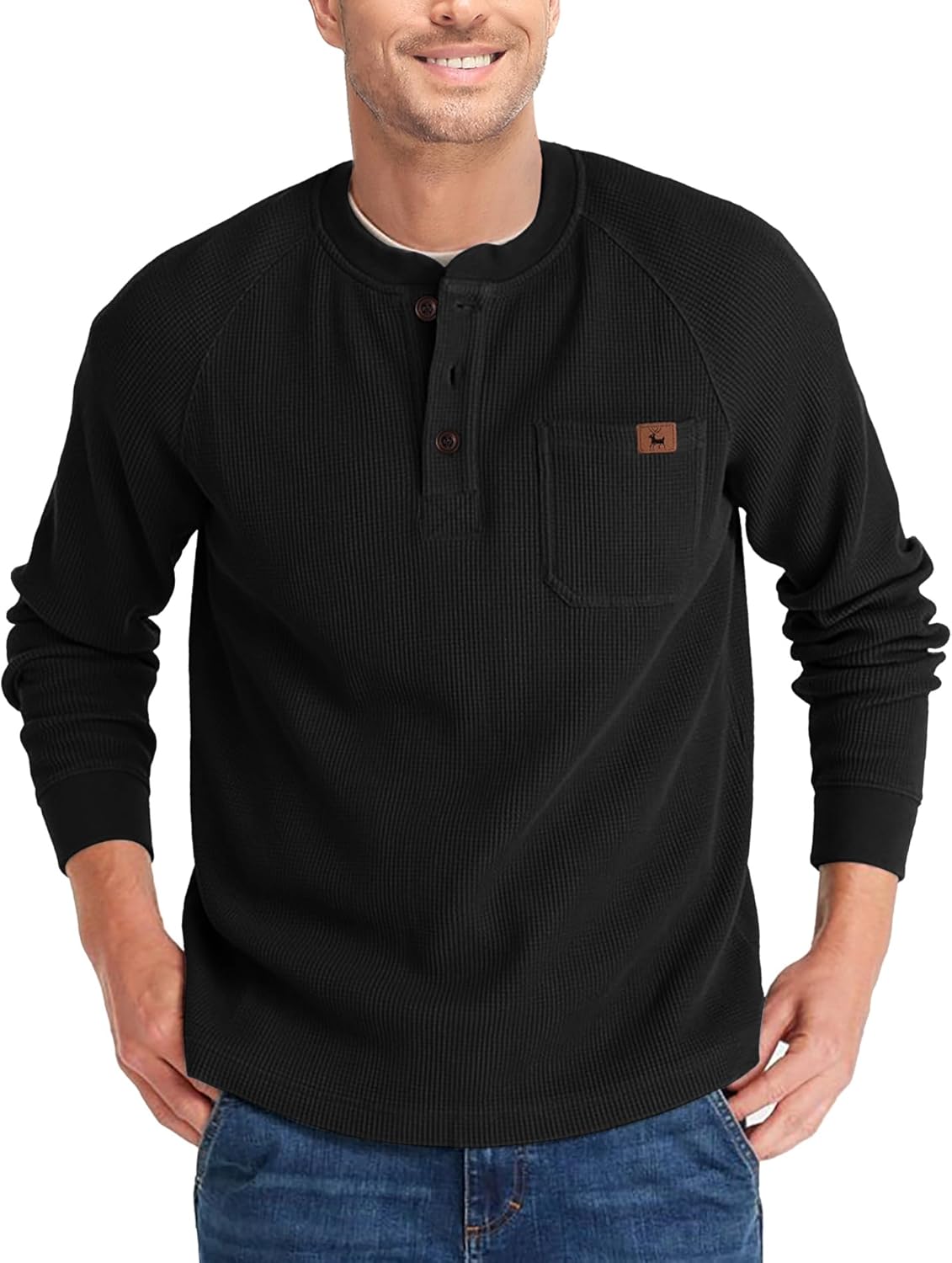 ZITY Long Sleeve Henley Shirts for Men Casual Waffle Thermal