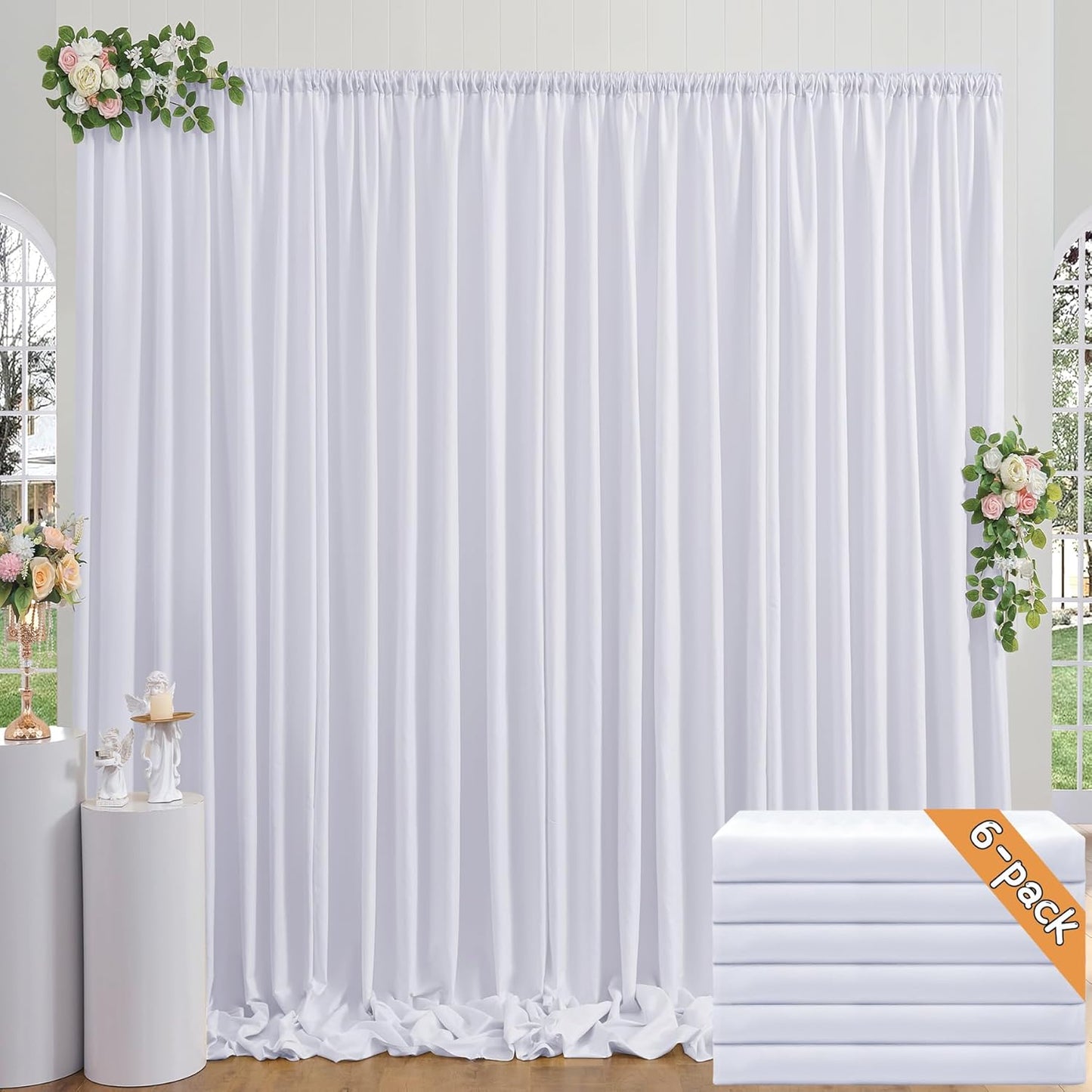 NSSONBEN 30ft White Backdrop Curtains - Perfect for Parties!