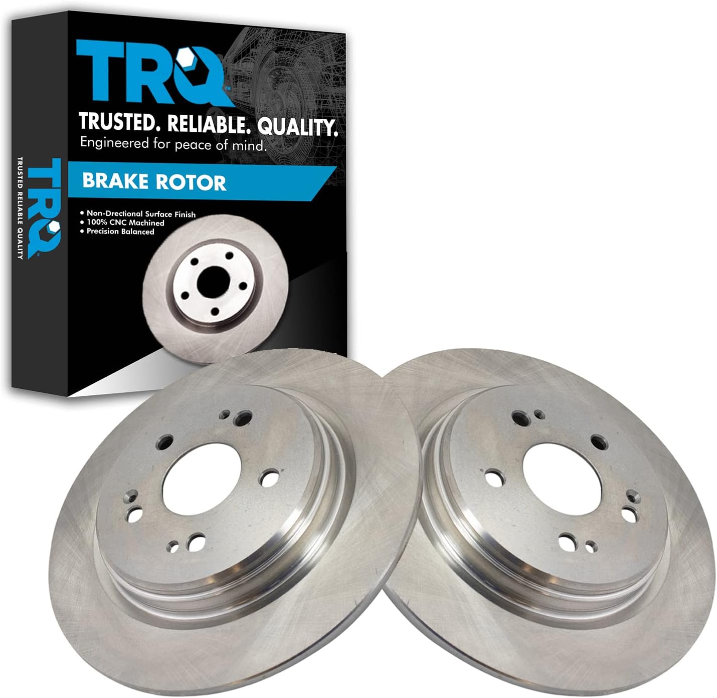 TRQ Rear Brake Rotors Set Solid for Acura TLX and Honda CR-V