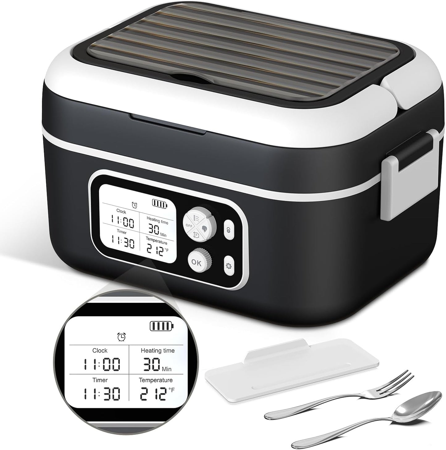 Cordless Electric Heated Lunch Box with Smart Timer Function