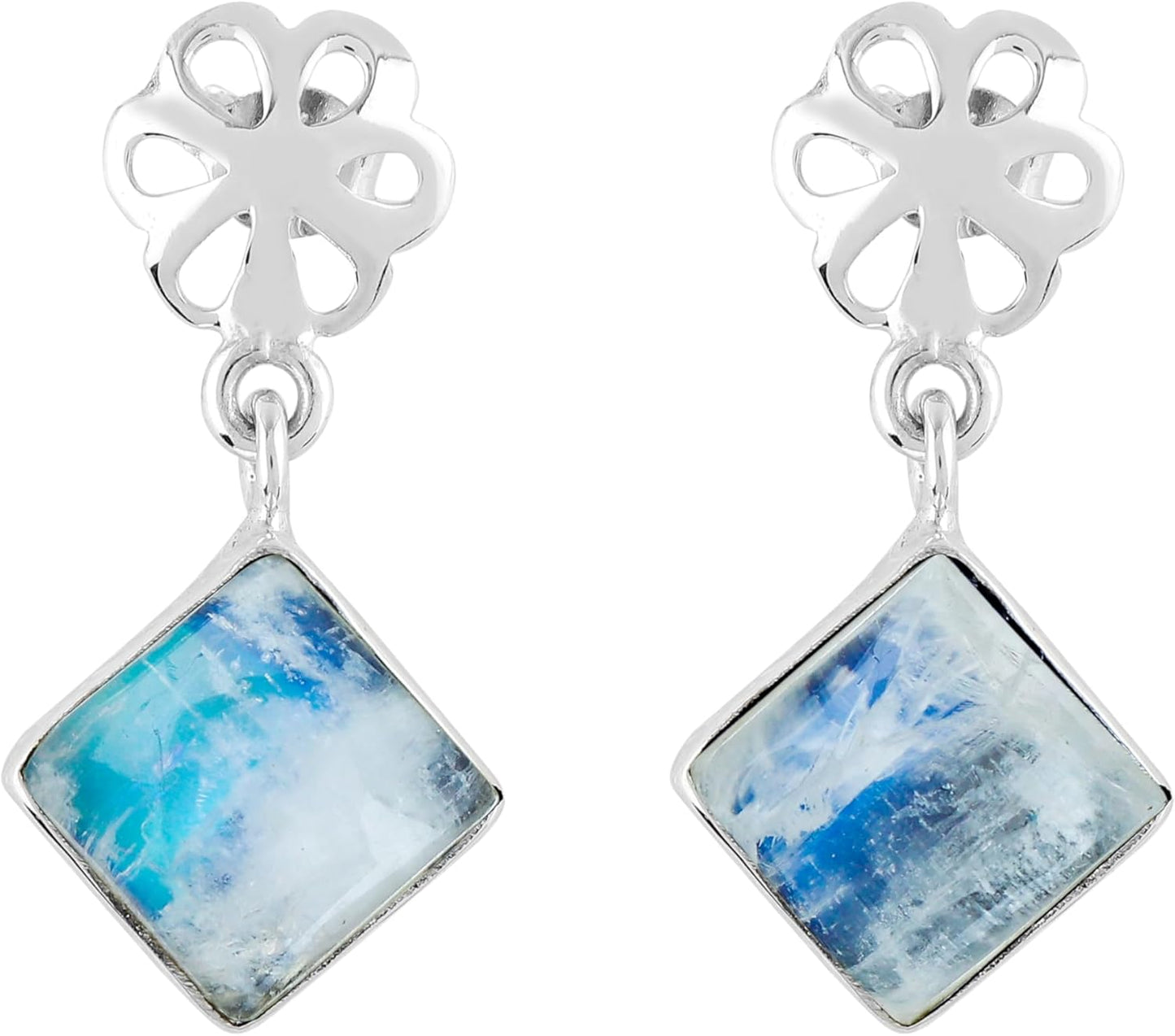 Natural Gemstone Dainty Dangling Earrings in 925 Sterling Silver