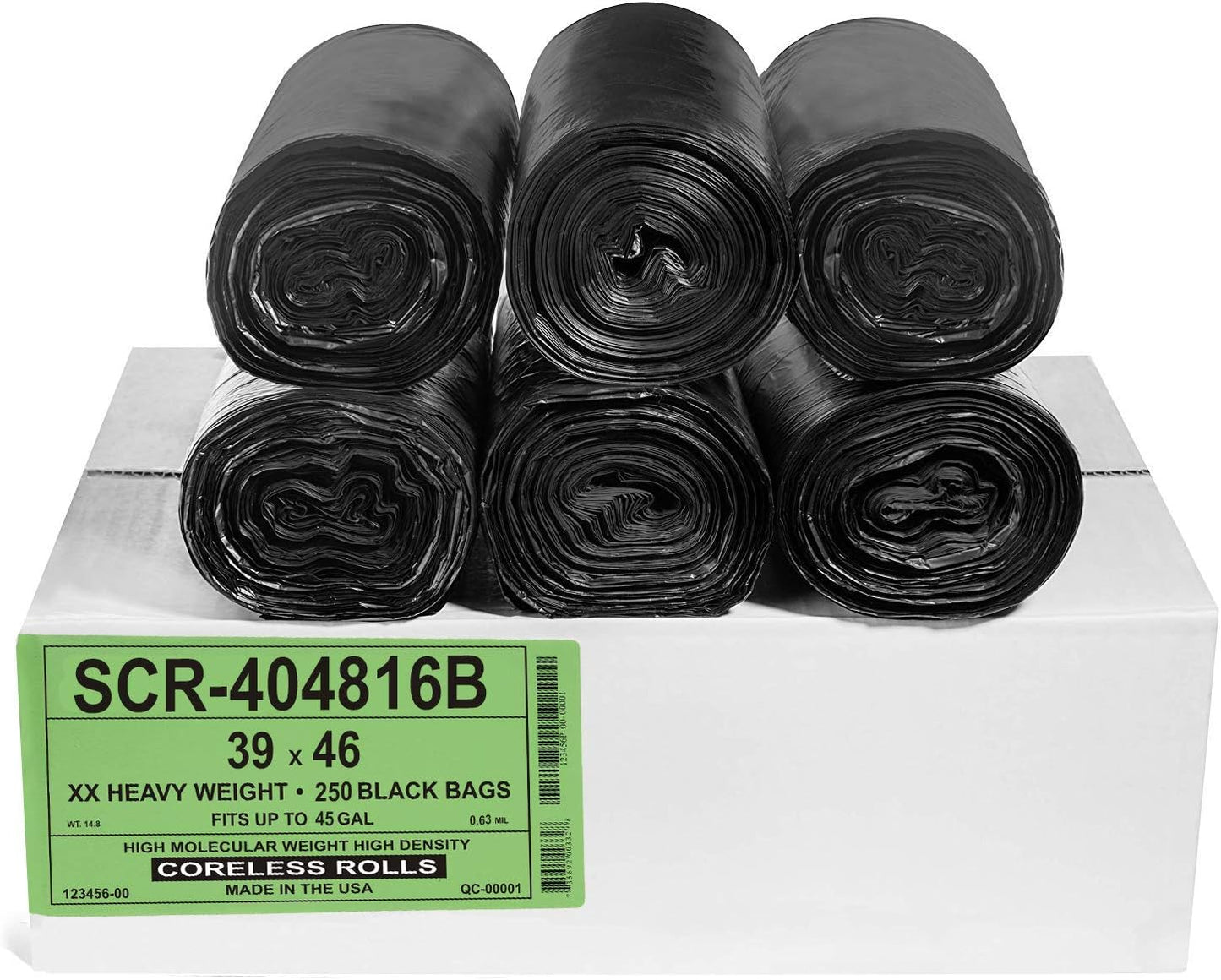 Aluf Plastics 45 Gallon Black Trash Bags for Home & Office