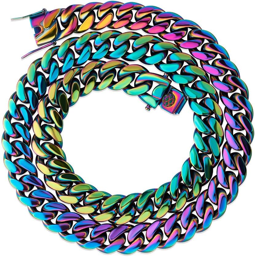 TOPGRILLZ Colorful Cuban Link Necklace for Hip Hop Fashion Lovers