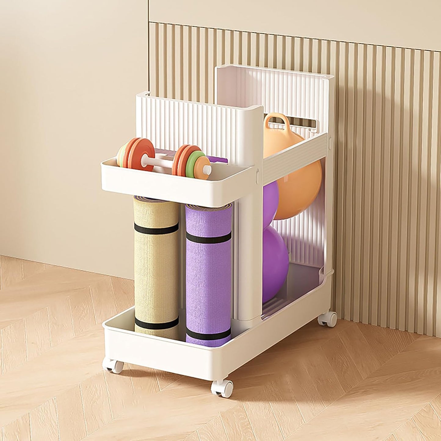 JAYGOVAN 2-Tier Yoga Mat & Equipment Organizer
