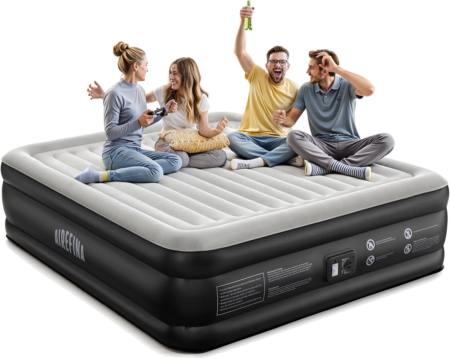 Airefina King Size Air Mattress with Built-in Pump for Comfort