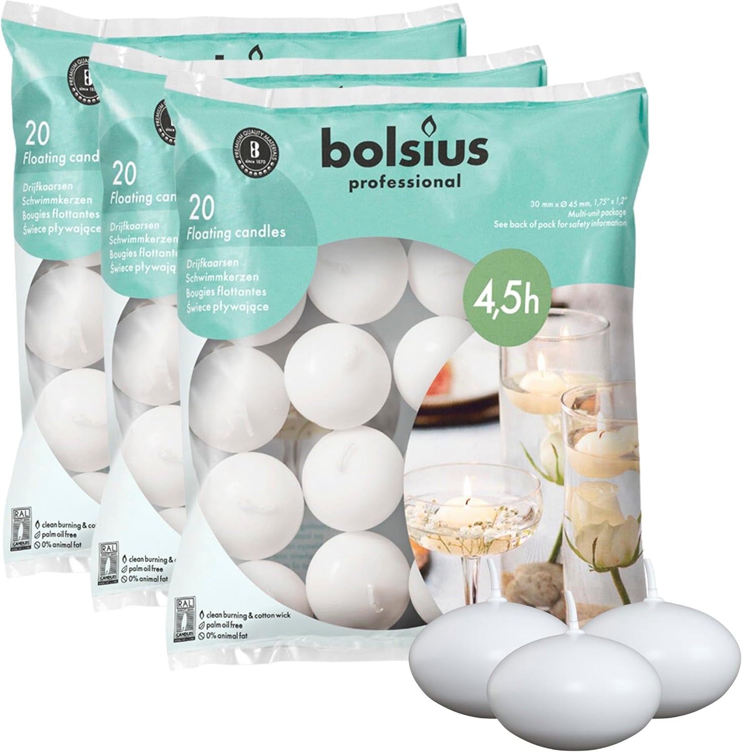 Bolsius Unscented Floating Candles Set of 20 for Elegant Events