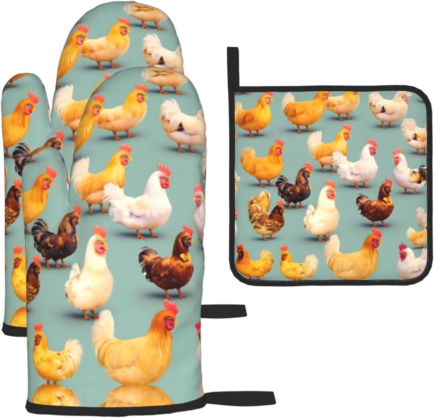 Heat Resistant Chicken Oven Mitts Set