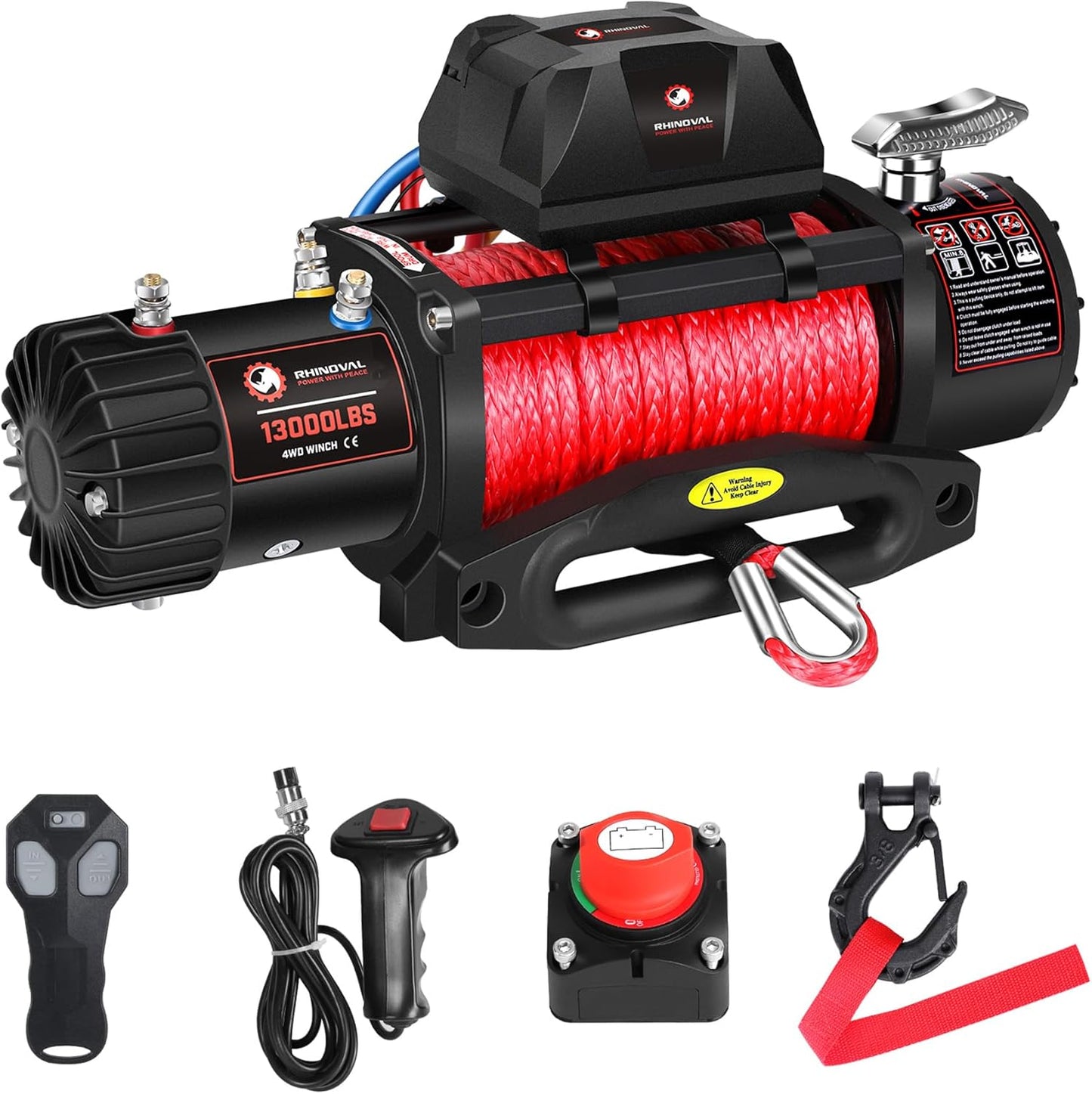 13000lb Electric Winch with Synthetic Rope for Offroad Recovery