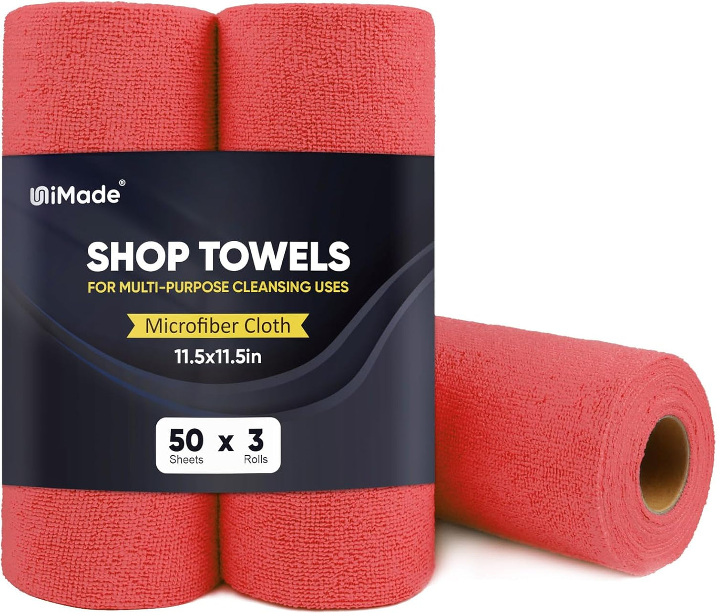 Lint-Free Microfiber Cleaning Cloth Towels - Commercial Grade, 150 Sheets, Red
