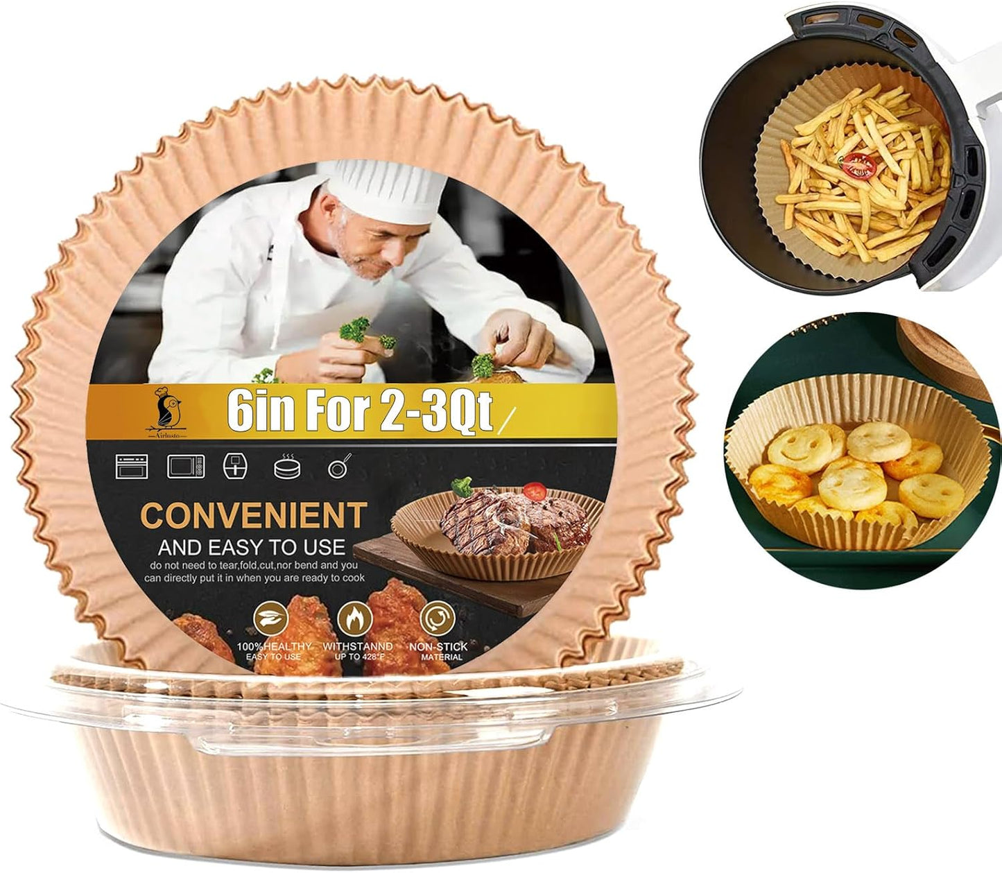 Disposable Small Air Fryer Liners for 2-3qt - Keep Your Air Fryer Clean!