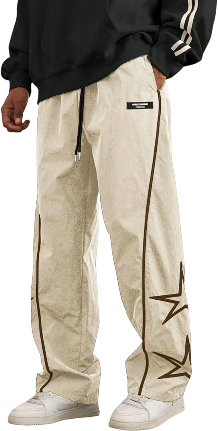 ZAFUL Men's Side Star Casual Pants for Trendy Y2K Style