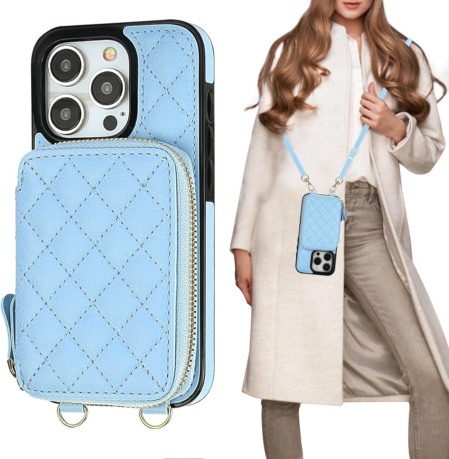 Bocasal Crossbody Wallet Case for iPhone 15 Pro with RFID