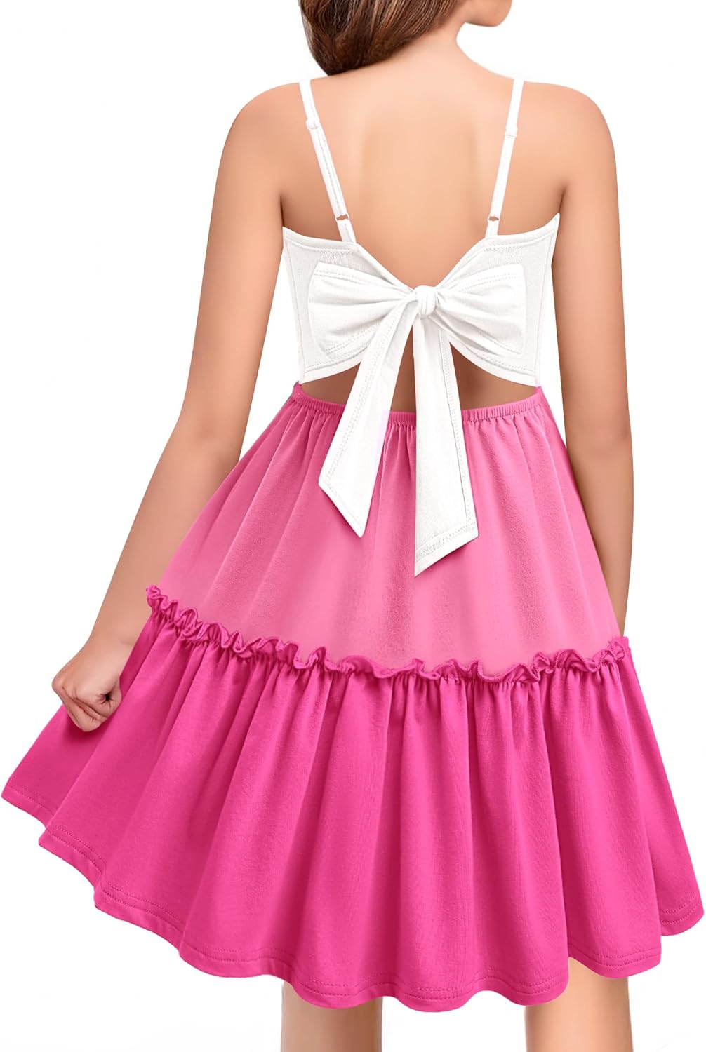 Arshiner Girls Tie Back Dress for Casual Summer Beach Fun