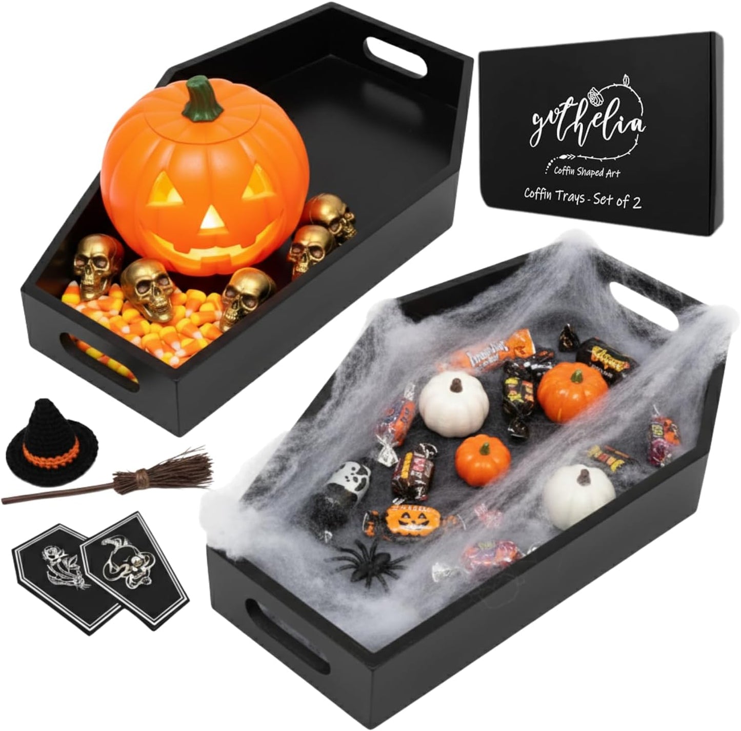 Coffin Charcuterie Board Set of 2 for Spooky Gatherings