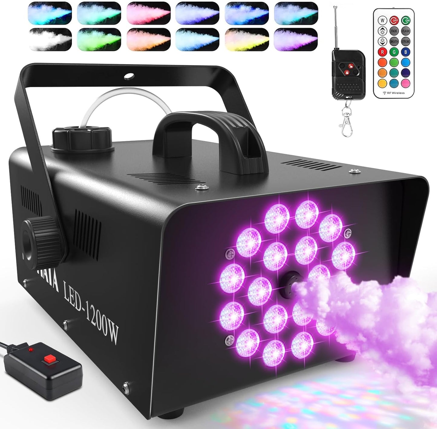 MOSFiATA 1200W Fog Machine with 18 LED Lights for Parties