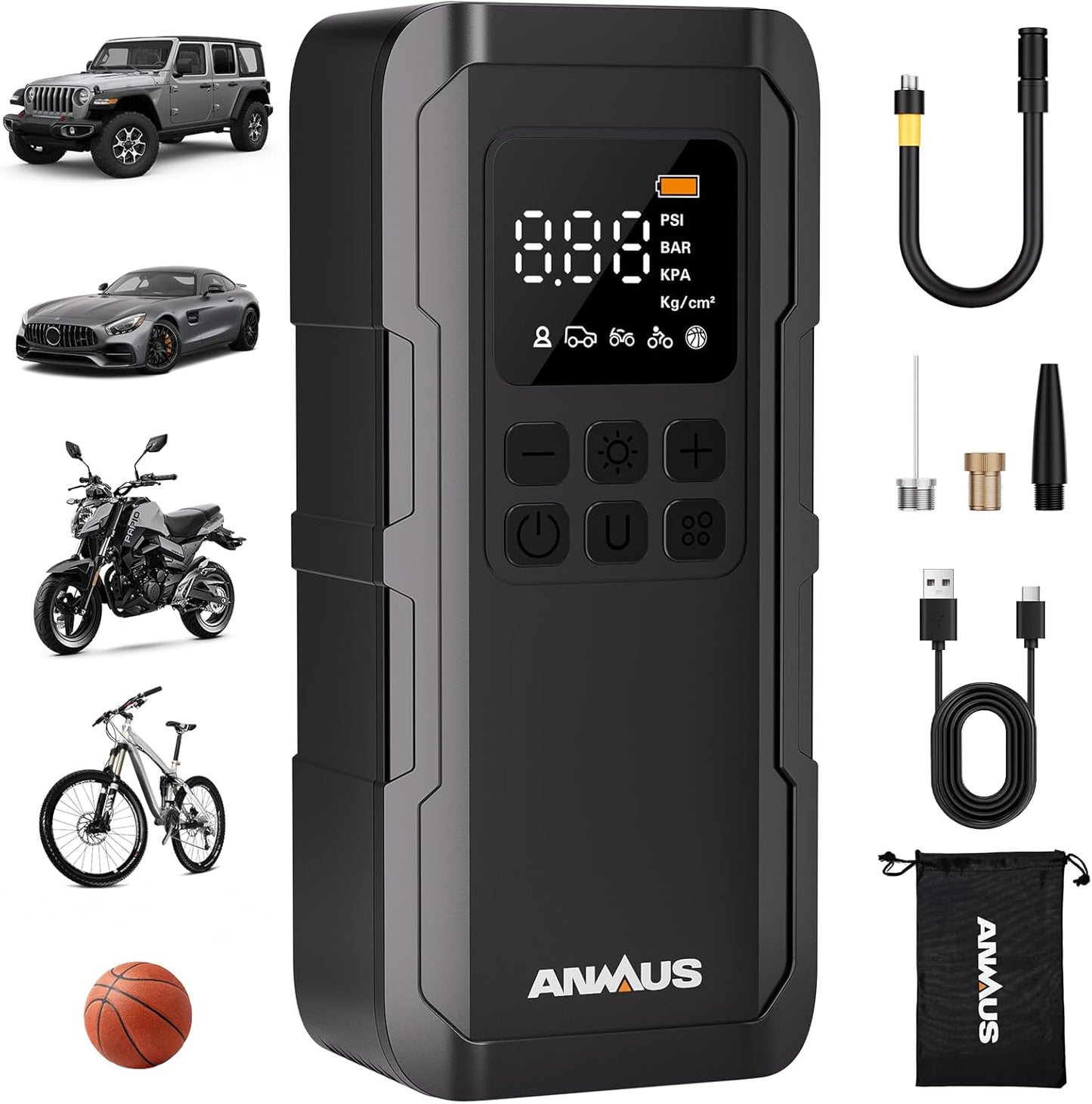 Anmus Portable Air Compressor: Fast 150PSI Inflation!