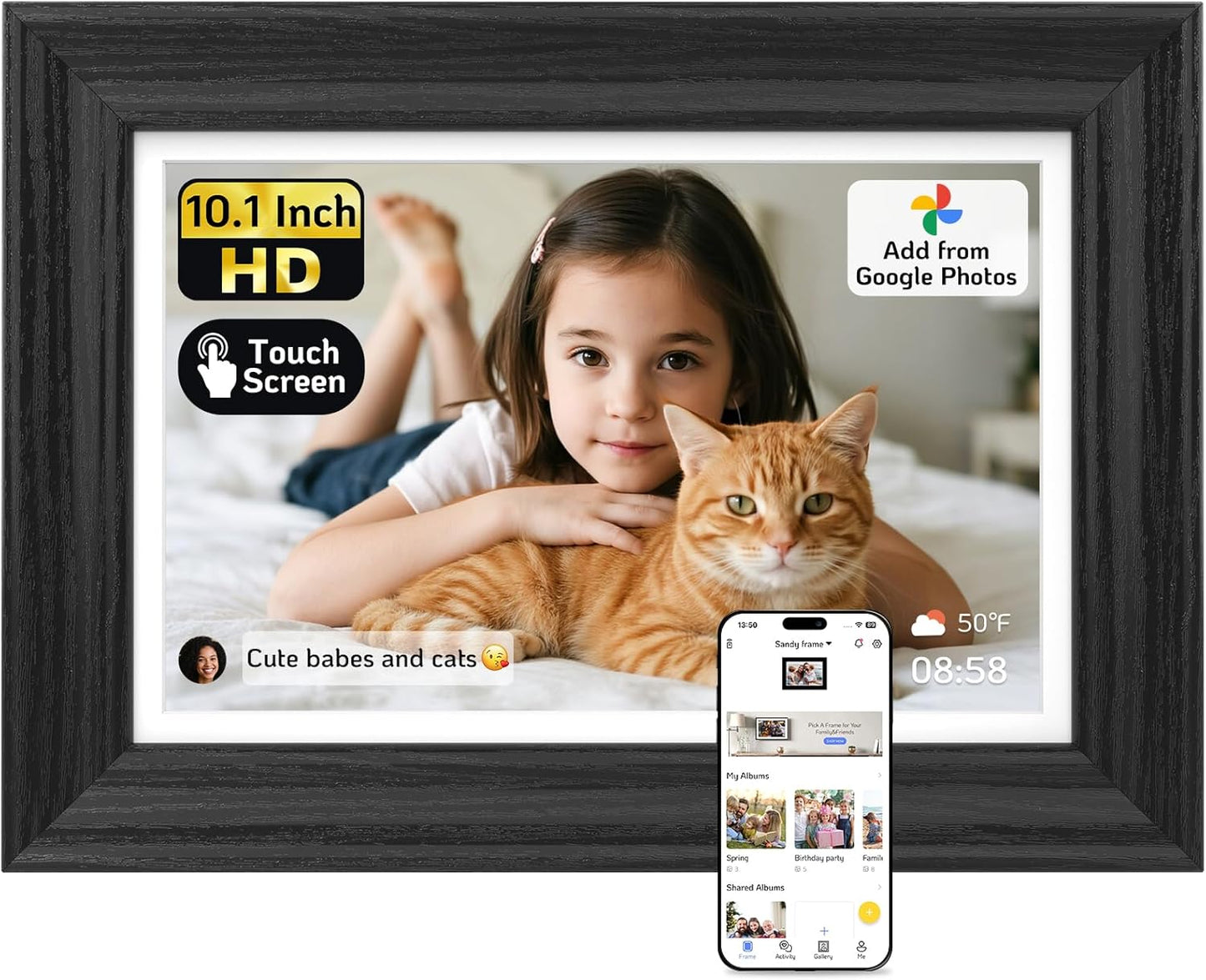NexFoto 10.1 Inch Touchscreen Digital Picture Frame with WiFi