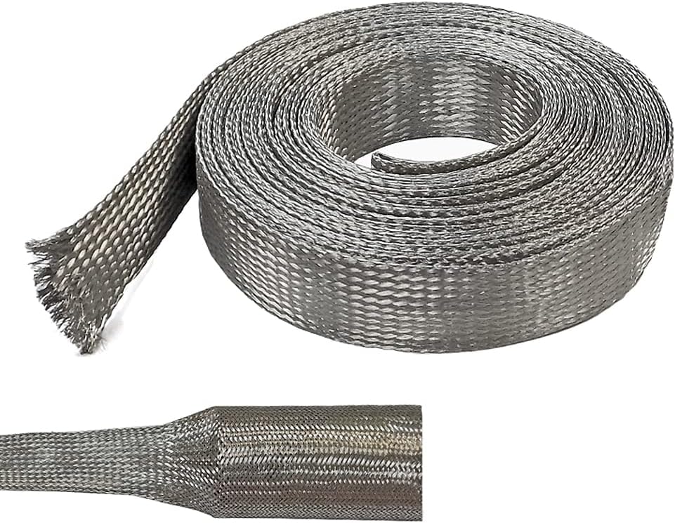 Electriduct 1/8in Tinned Copper Braid Sleeving for EMI RFI Shielding