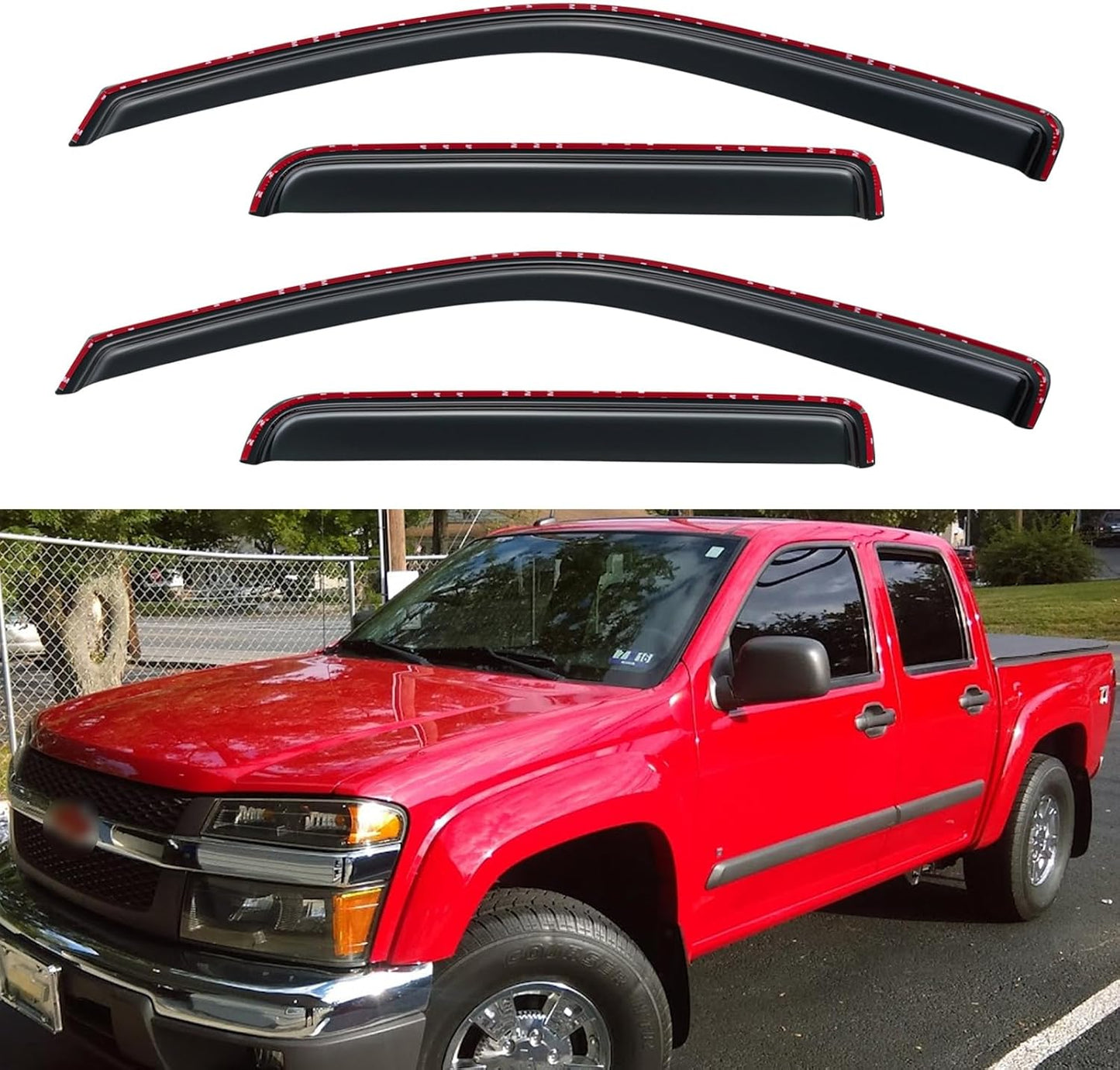 In-Channel Window Visors for 2004-2012 Chevy Colorado Crew Cab