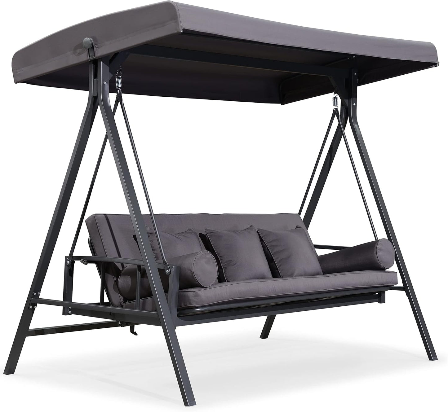 Adjustable Backrest 3-Seat Swing Chair for Outdoor Relaxation