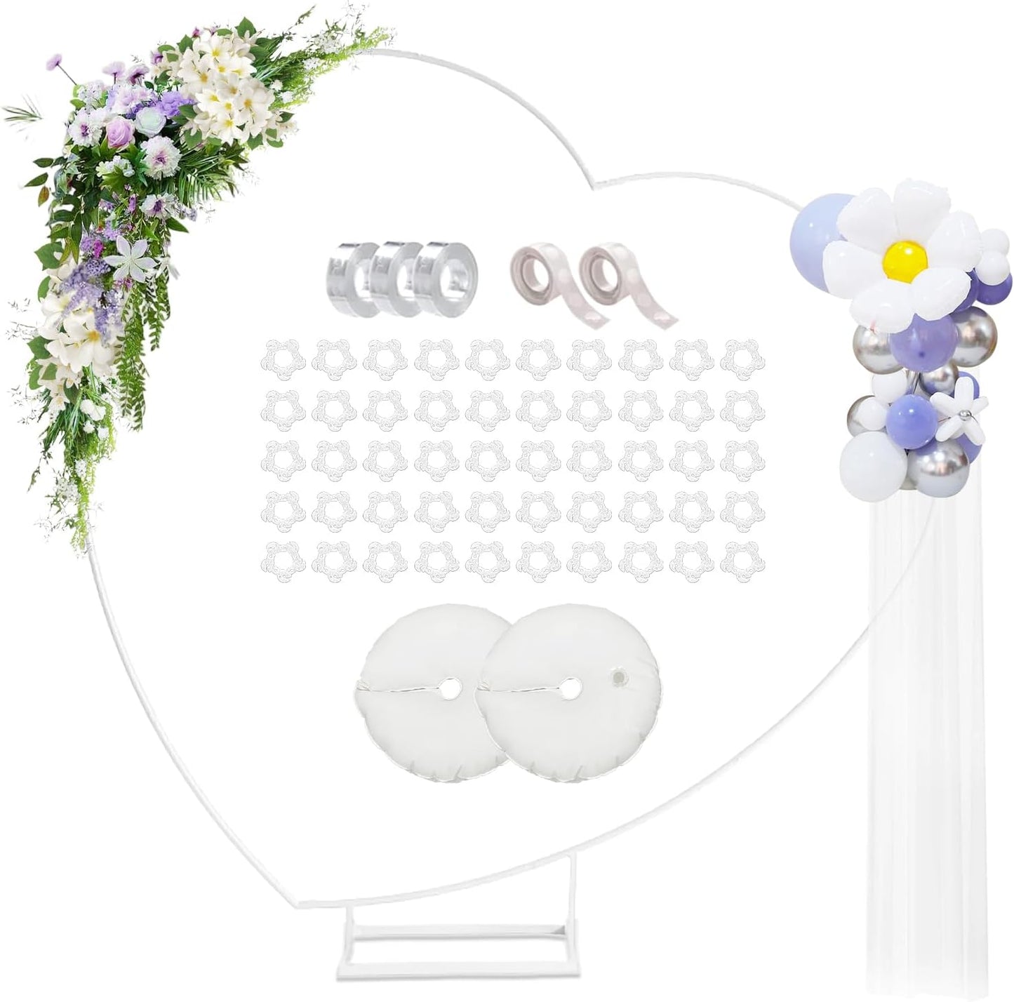 Tilted Heart Shaped Metal Balloon Arch Kit for Weddings & Events