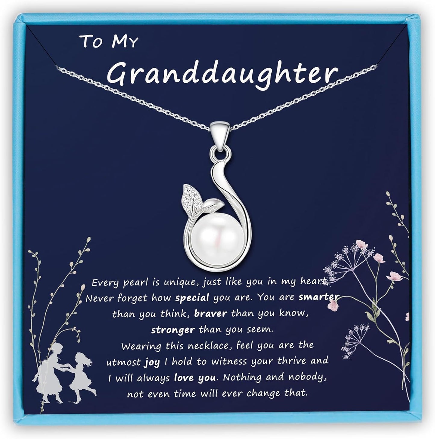 Sterling Silver Freshwater Pearl Necklace for Granddaughter Gifts