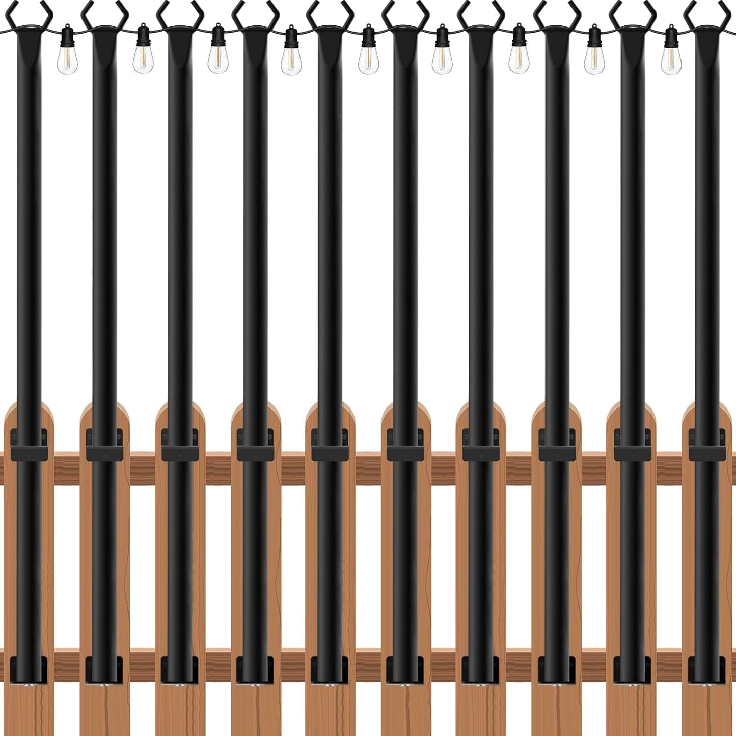 String Light Poles for Outdoor Use - 10 Pack 5Ft Metal Stands