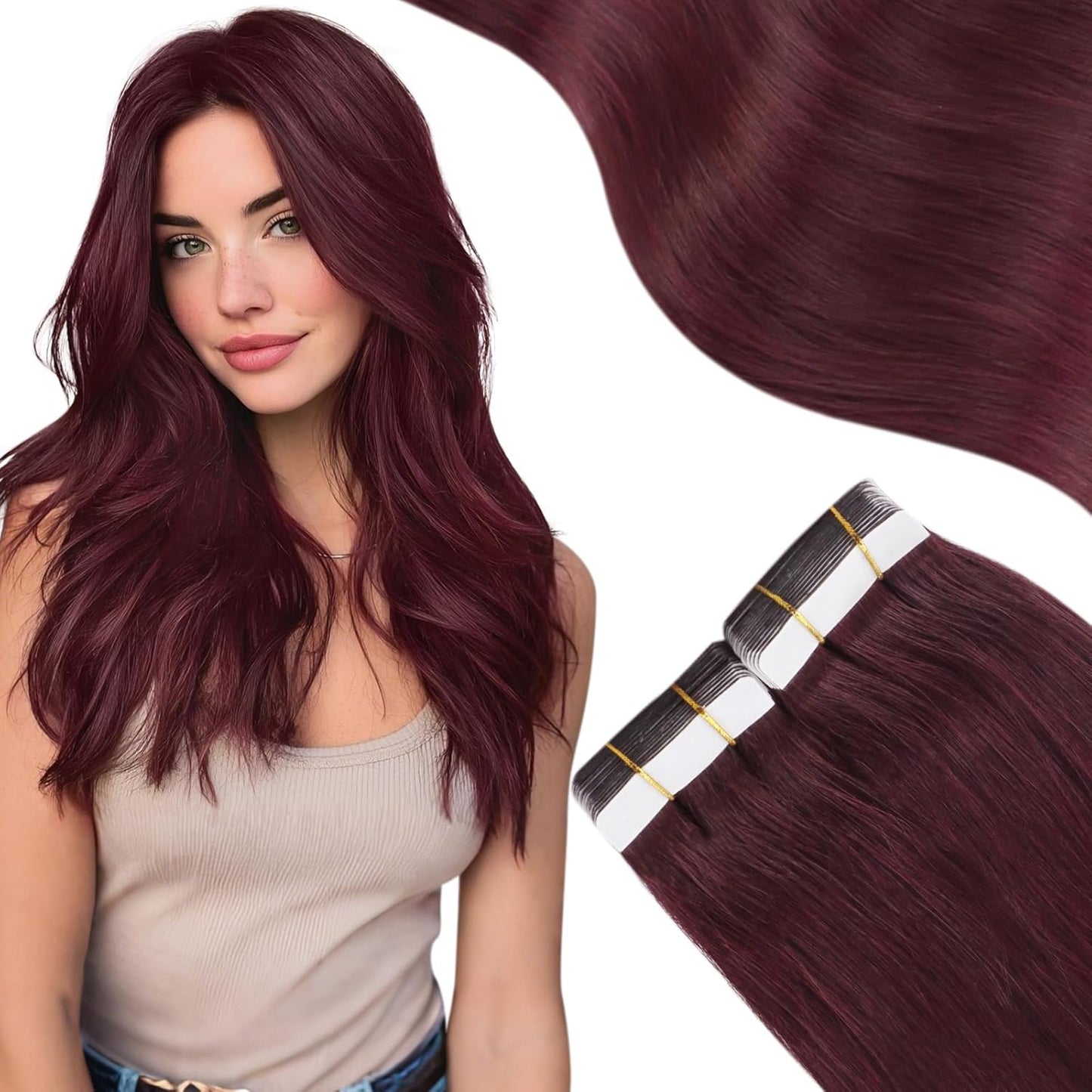Moresoo Burgundy Tape in Hair Extensions for Stunning Looks
