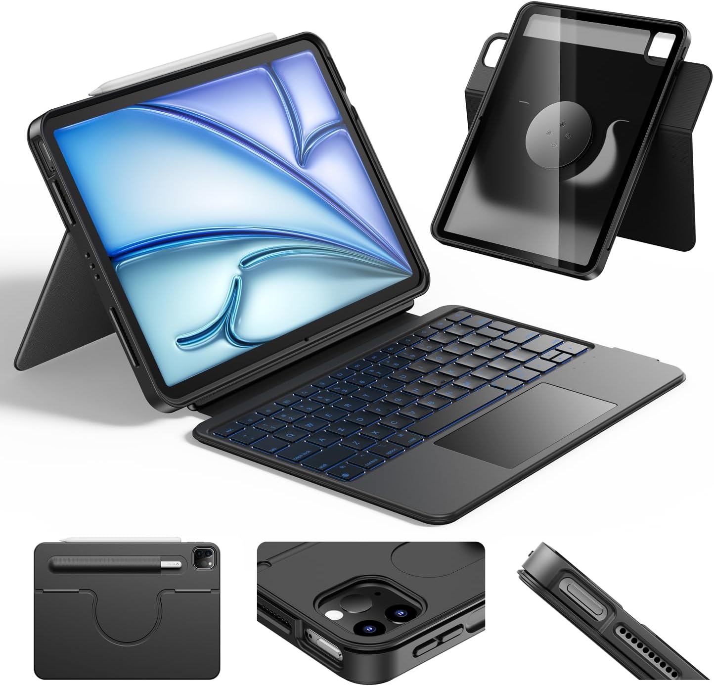 HOU iPad Air 13 Inch Case with Detachable Keyboard and Stand